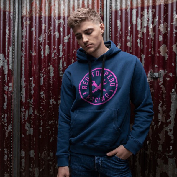 RED TORPEDO Red Torpedo RT Stamp Mens Hoodie Navy